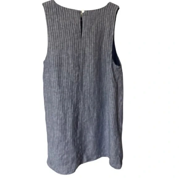 Quince 100% European Linen Tank Mini Dress Women’s Chambray Blue/White Stripe XL - Picture 3 of 7